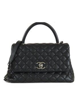 Chanel Coco Handle S Black Silver Caviar Leather 2-Way Shoulder Bag